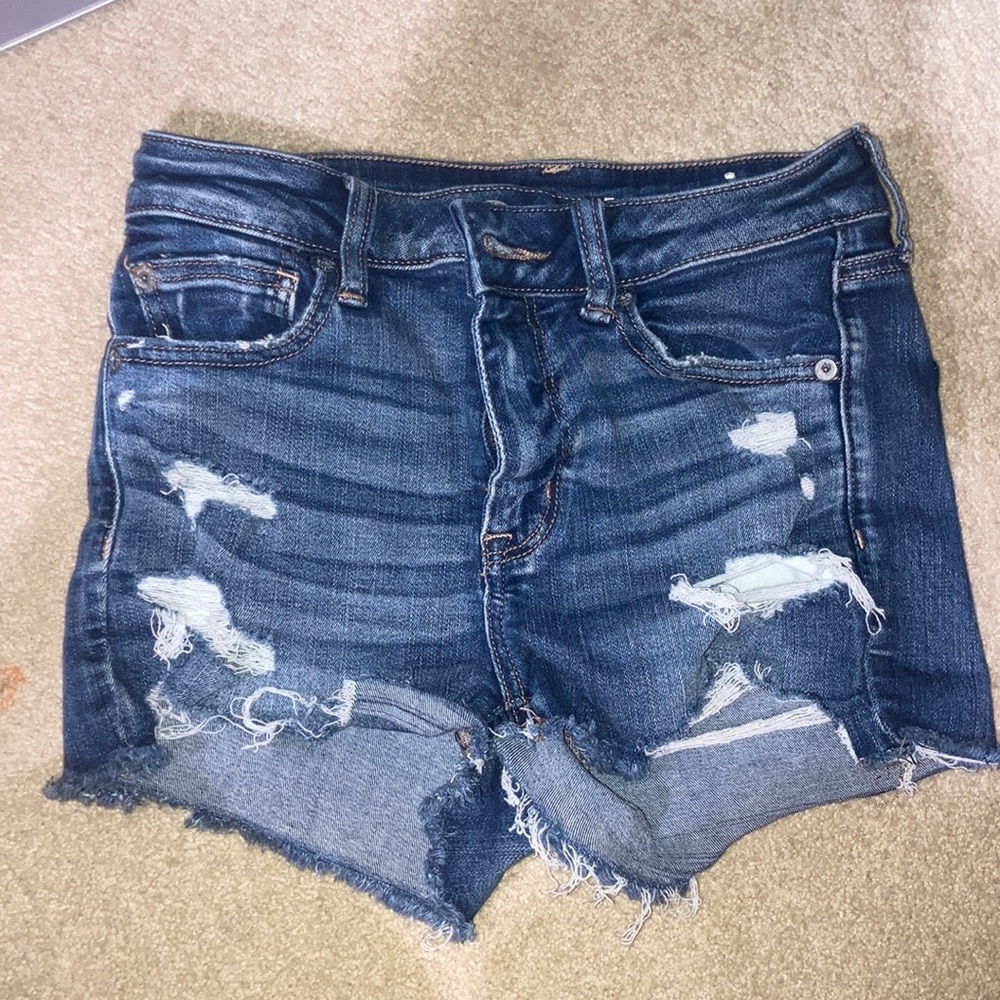 American Eagle Next Level Stretch Denim Ripped Cut Off Shirts Size 4